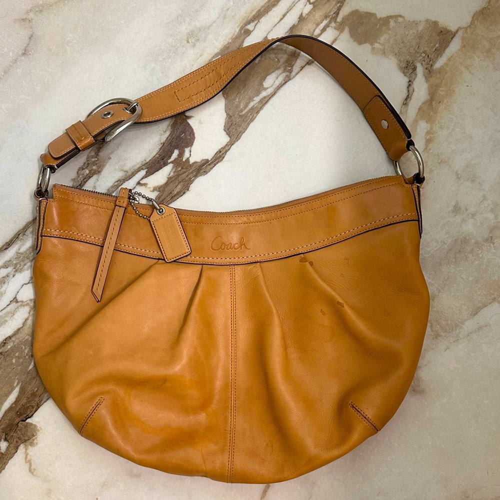 Coach camel saddle large leather hobo